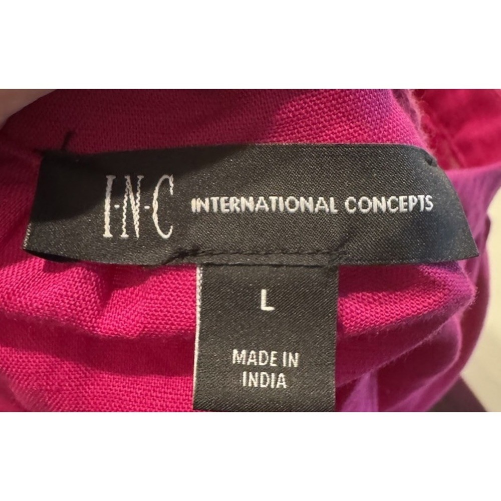 INC International Concepts Top Size Large Blouse Pink Linen Blend Peasant Eyelet - Picture 6 of 8